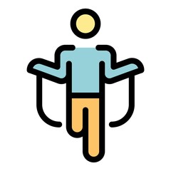 Jumping man icon. Outline jumping man vector icon color flat isolated