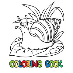 Funny snail Kids coloring book Vector illustration