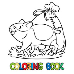 Funny walking hamster. Animal coloring book Vector