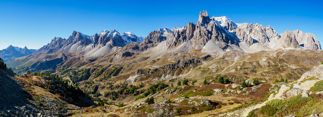 Mountain view in Ecrins national park near refuge du Laval, France
