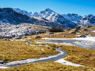 Mountain view in Ecrins national park on the way to Col Des Muandes, France