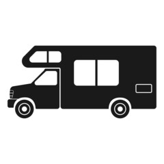 Camper. Motorhome icon. Car for travel and tourism. Side view.