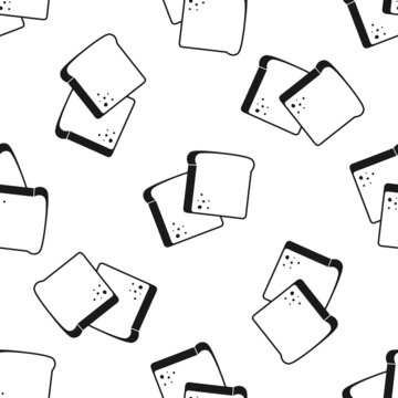 Slices toast bread seamless pattern on white background.