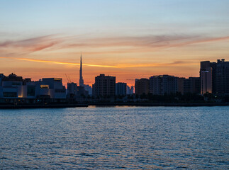 Obraz premium Cityscape at the sunset. City