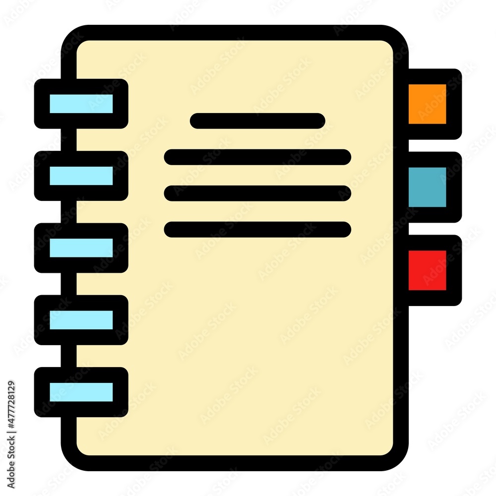 Poster customer data notebook icon. outline customer data notebook vector icon color flat isolated