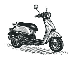Fototapeta Scooter sketch. Moped for delivery, scooter for tourism obraz