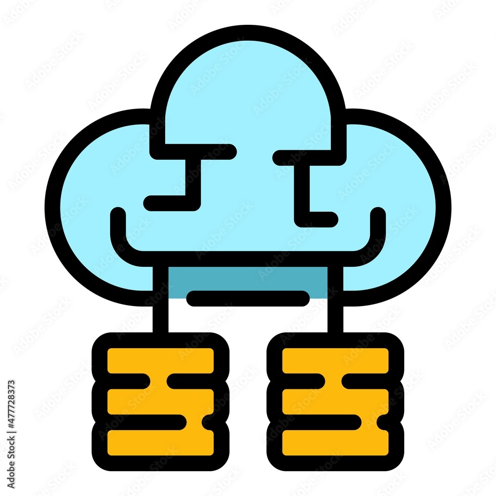Poster database cloud icon. outline database cloud vector icon color flat isolated