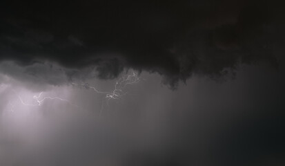 Heavy thunderstorm in the night. Weather alert because of lightning