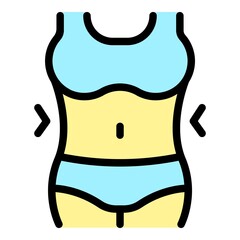 Woman slimming icon. Outline woman slimming vector icon color flat isolated