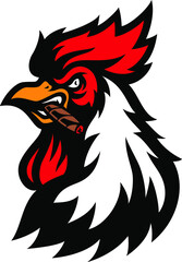 Obraz premium Aggressive Rooster Smoking Cigar Mascot Design