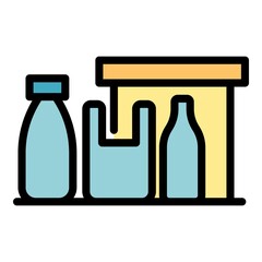 Plastic waste icon. Outline plastic waste vector icon color flat isolated