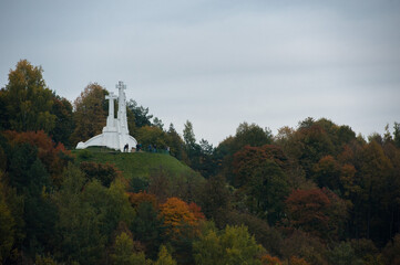 View of the Three Crosses monument in Vilnius