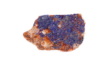 Macro mineral stone Malachite and Azurite against white background