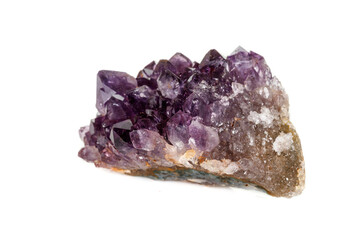 Amethyst Crystal Druse  macro mineral on white background