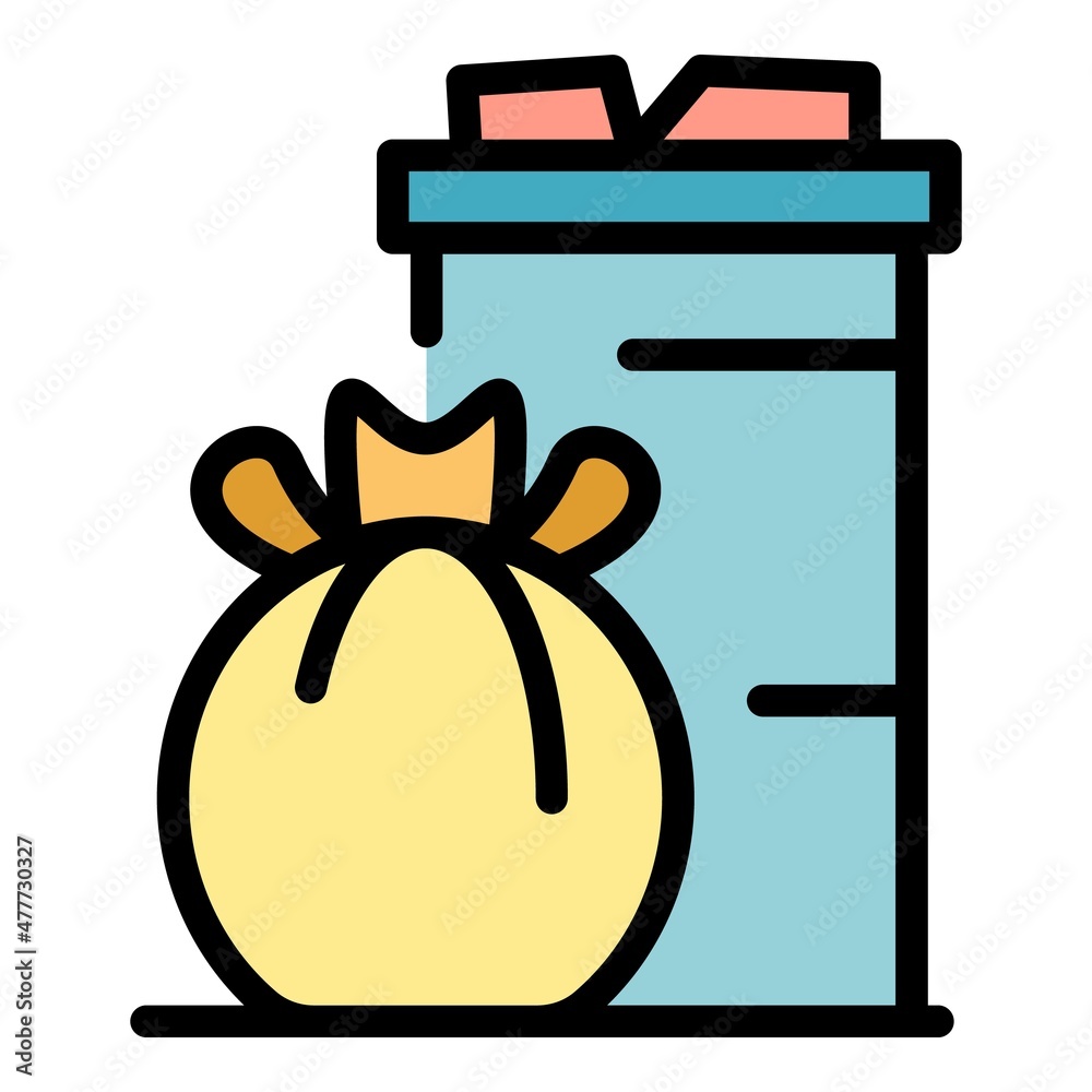 Poster garbage package icon. outline garbage package vector icon color flat isolated