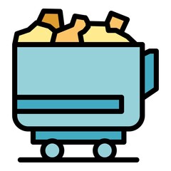 Garbage container icon. Outline garbage container vector icon color flat isolated