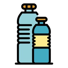 Garbage bottles icon. Outline garbage bottles vector icon color flat isolated