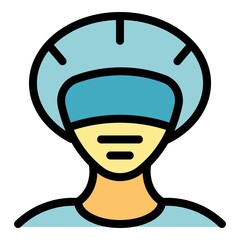 Protective hair cover icon. Outline protective hair cover vector icon color flat isolated