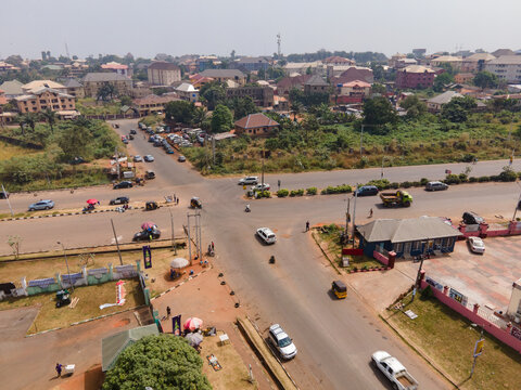 An aerial view of the Alex Ekwueme junction in Awka, Nigeria