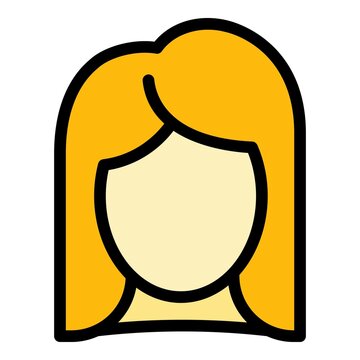 recommend clip art: Woman wig icon. Outline woman wig vector icon color flat isolated