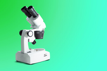 Stereoscopic microscope. Medical, health and biological concept. Using the microscope for research,...