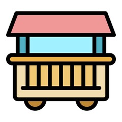 Street food cart icon. Outline street food cart vector icon color flat isolated