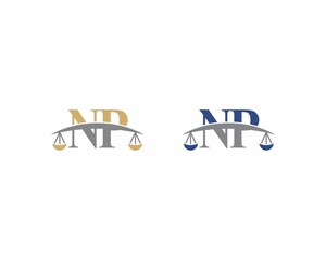 Letters NP Logo With Scale of Justice Logo Icon 001