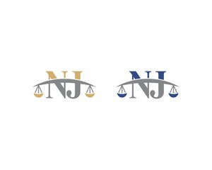 Letters NJ Logo With Scale of Justice Logo Icon 001