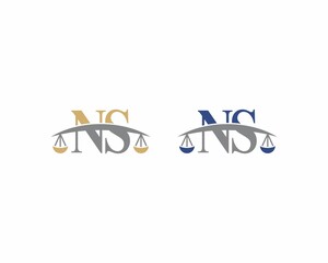 Letters NS Logo With Scale of Justice Logo Icon 001