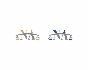 Letters NA Logo With Scale of Justice Logo Icon 001