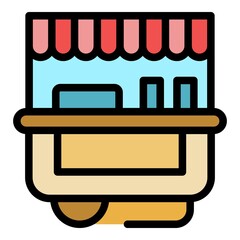 Food trolley icon. Outline food trolley vector icon color flat isolated