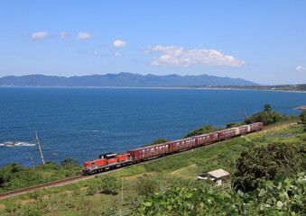 日本海と貨物列車