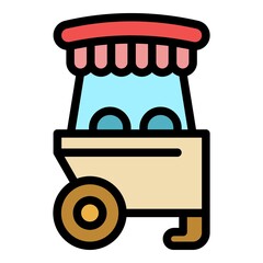 Wheel hot dog food icon. Outline wheel hot dog food vector icon color flat isolated