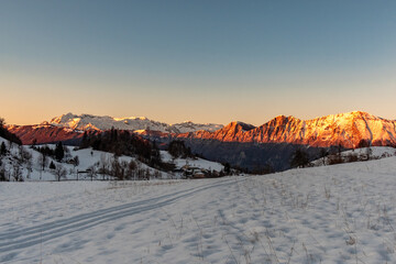 Winter sunset in the Julian alps