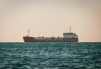 tanker in sea at heat haze
