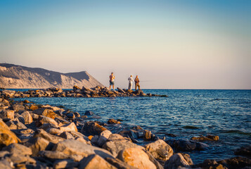 Black Sea stone beach in Anapa, Russia