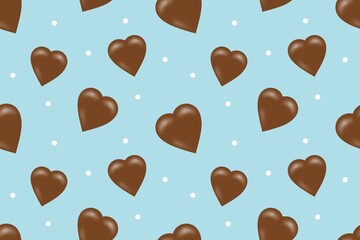 Chocolate Love Seamless Pattern Blue Background