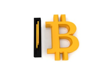 3d illustration  bit coin crypto currency block chain concept
