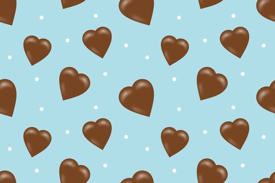 Chocolate Love Seamless Pattern Blue Background
