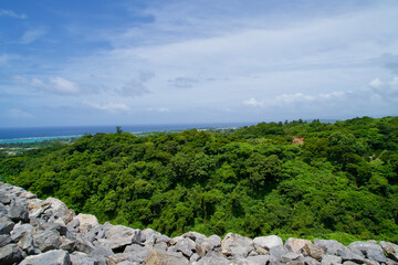 Fototapeta na wymiar Landscape of Okinawa nature from Nakijin castle.