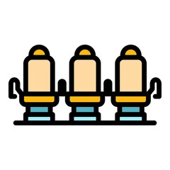 Plane seats icon. Outline plane seats vector icon color flat isolated