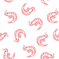 shrimp stroke on white background seamless pattern