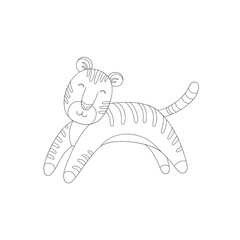 tiger black line pattern on white background symbol year 2022 tiger outline