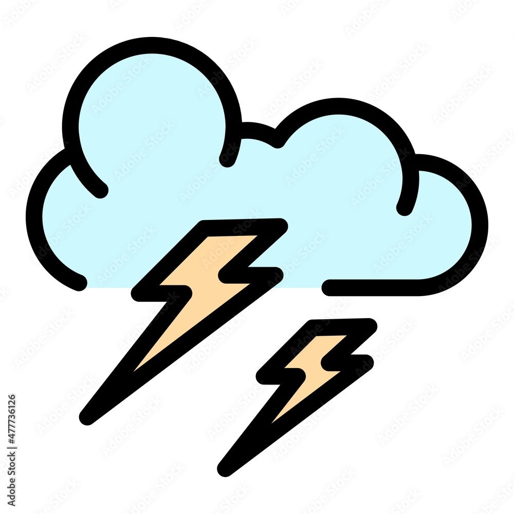 Poster lightning clouds icon. outline lightning clouds vector icon color flat isolated