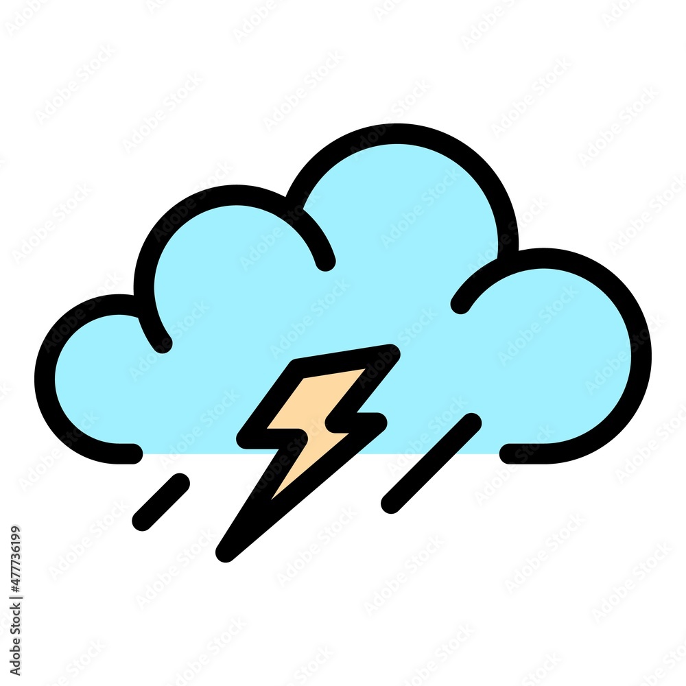 Wall mural lightning weather icon. outline lightning weather vector icon color flat isolated