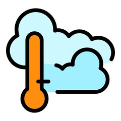 Cloudy weather icon. Outline cloudy weather vector icon color flat isolated