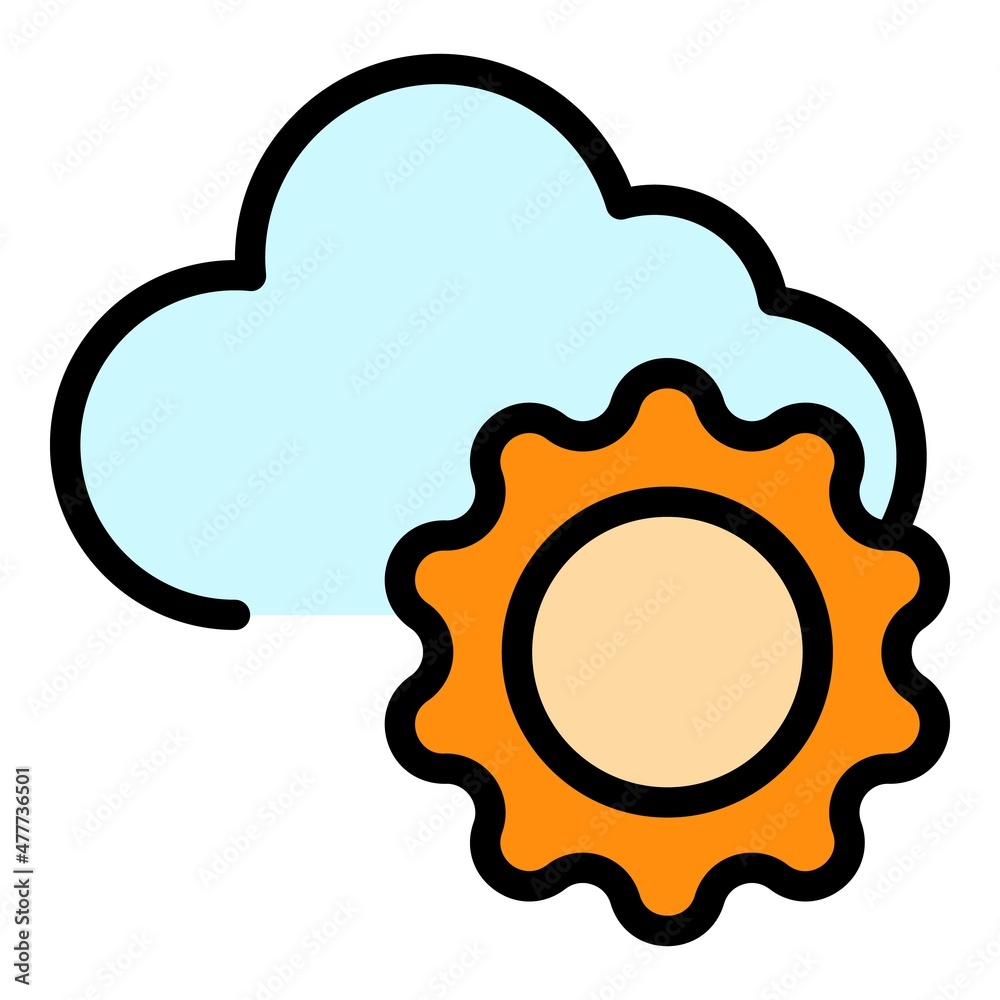 Wall mural mostly cloudy icon. outline mostly cloudy vector icon color flat isolated