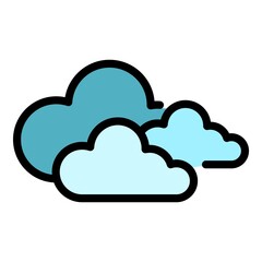 Cloudy forecast icon. Outline cloudy forecast vector icon thin line color flat on white