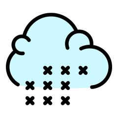 Sleet cloud icon. Outline sleet cloud vector icon color flat isolated