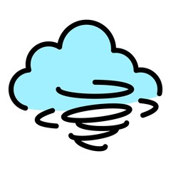 Hurricane cloud icon. Outline hurricane cloud vector icon color flat isolated